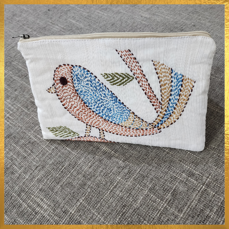 Cotton Purse with Multicolor Nakshi Katha Embroidery