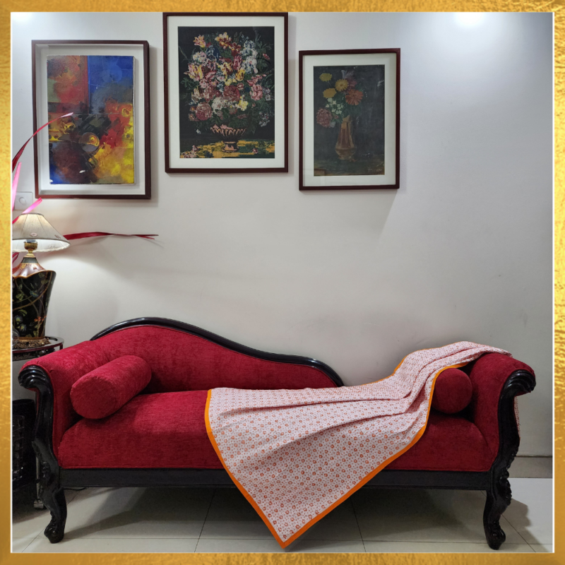 Cotton Throw Blanket with Hand Embroidery