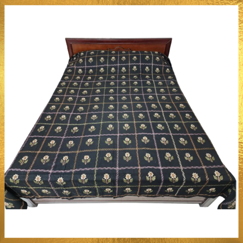 Cotton Hand Embroidered Bed Cover / Blanket / Nokshi Katha / Quilt