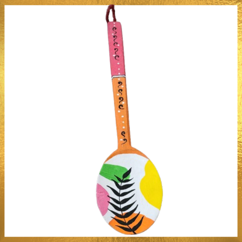 Wooden Hanging Spoon With Hand Painted For Decoration.