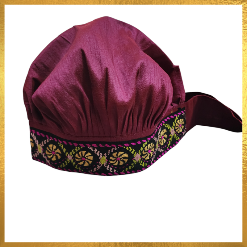 Vintage Hand-Embroidered Tosser Silk Ethnic Style Hat Turban
