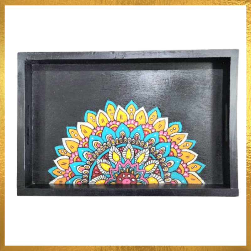 Handmade Wooden Tray with Hand Painted