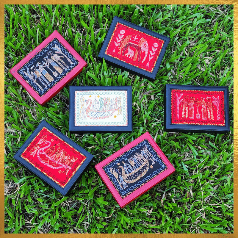 Leather Jewellery Box With Hand Embroidery